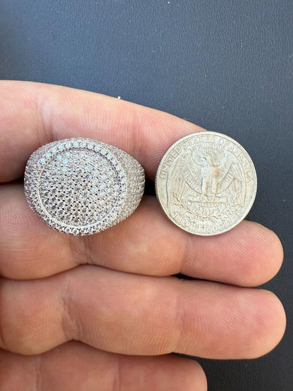 HarlemBling MOISSANITE Ice Giant Round Dome Iced Out Ring - 925 Silver