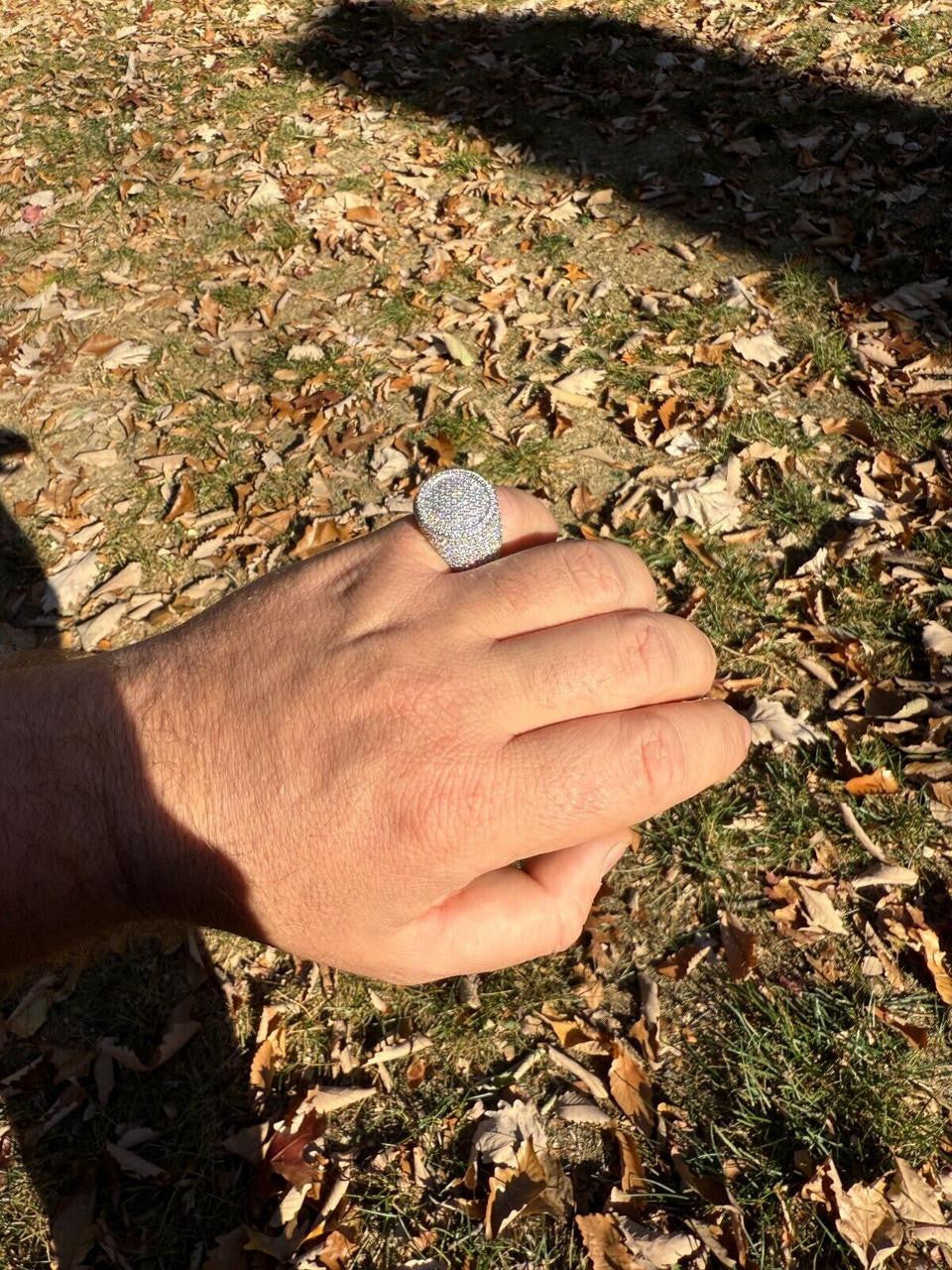 HarlemBling MOISSANITE Ice Giant Round Dome Iced Out Ring - 925 Silver