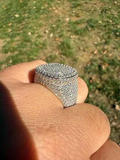 HarlemBling MOISSANITE Ice Giant Square Dome Iced Out Ring - 14k Gold Vermeil 925 Silver
