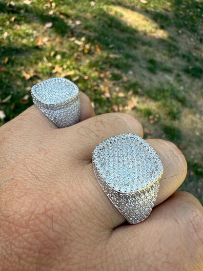 HarlemBling MOISSANITE Ice Giant Square Dome Iced Out Ring - 14k Gold Vermeil 925 Silver