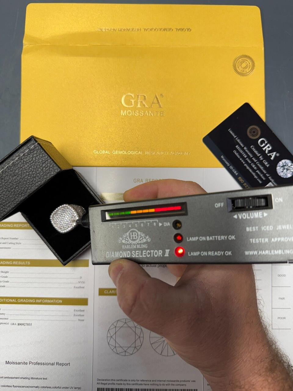 HarlemBling MOISSANITE Ice Giant Square Dome Iced Out Ring - 14k Gold Vermeil 925 Silver