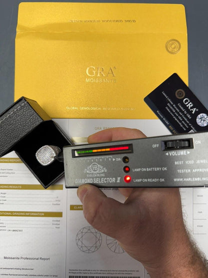 HarlemBling MOISSANITE Ice Giant Square Dome Iced Out Ring - 14k Gold Vermeil 925 Silver