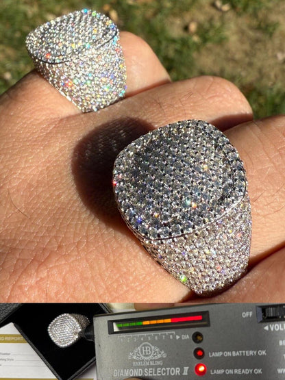 HarlemBling MOISSANITE Ice Giant Square Dome Iced Out Ring - 14k Gold Vermeil 925 Silver