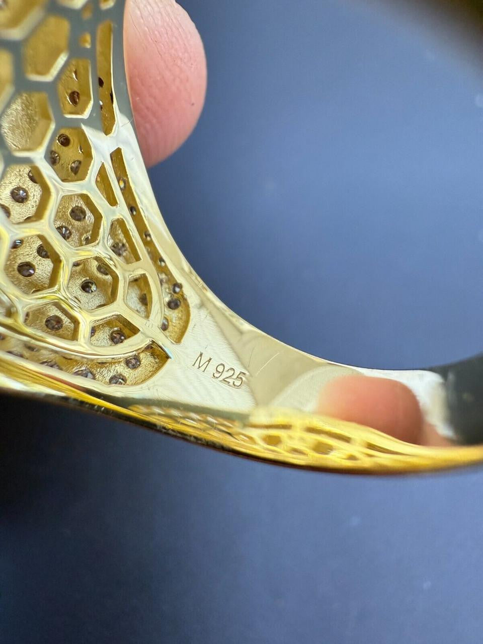 HarlemBling MOISSANITE Ice Giant Square Dome Iced Out Ring - 14k Gold Vermeil 925 Silver