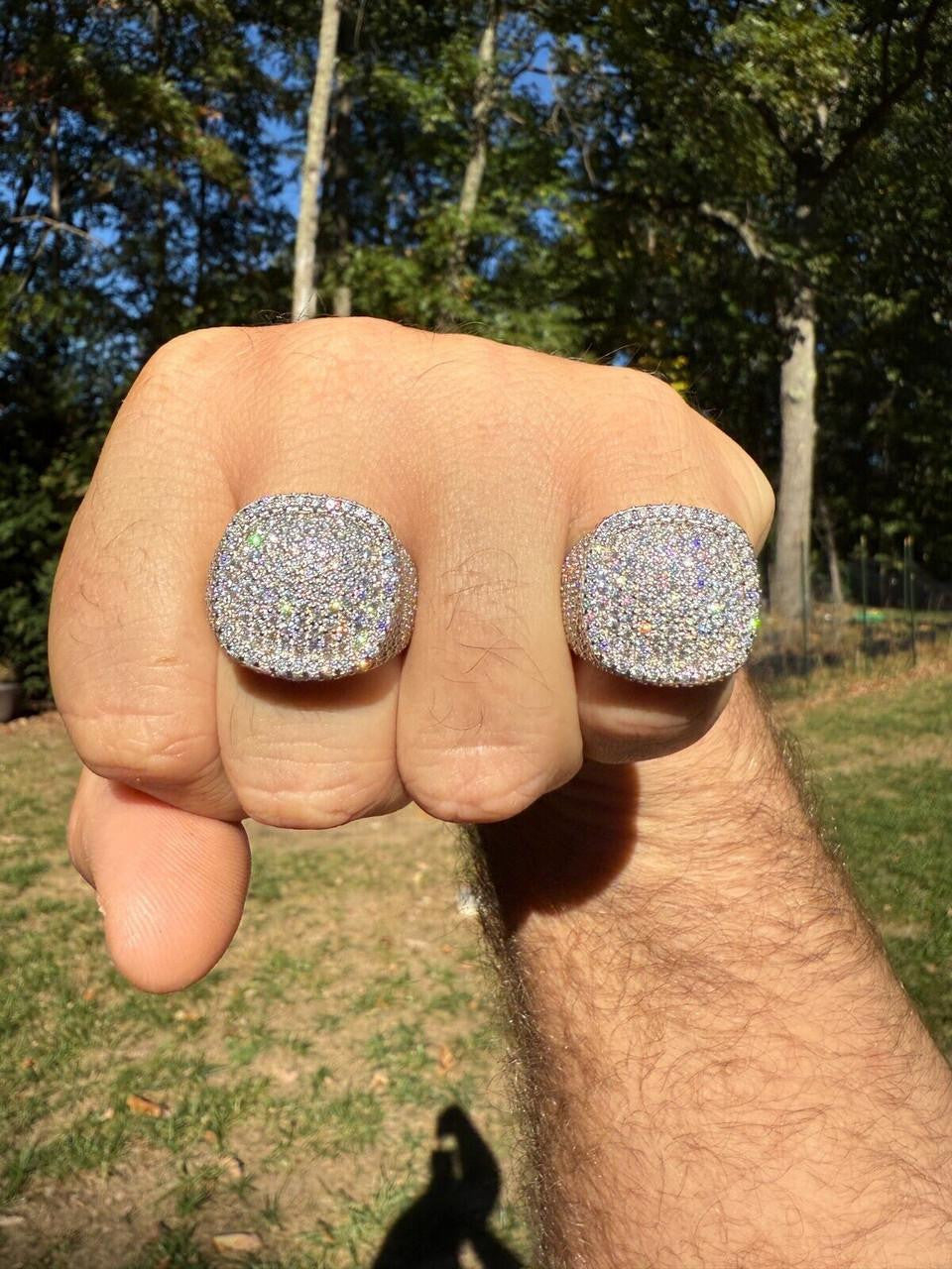 HarlemBling MOISSANITE Ice Giant Square Dome Iced Out Ring - 925 Silver