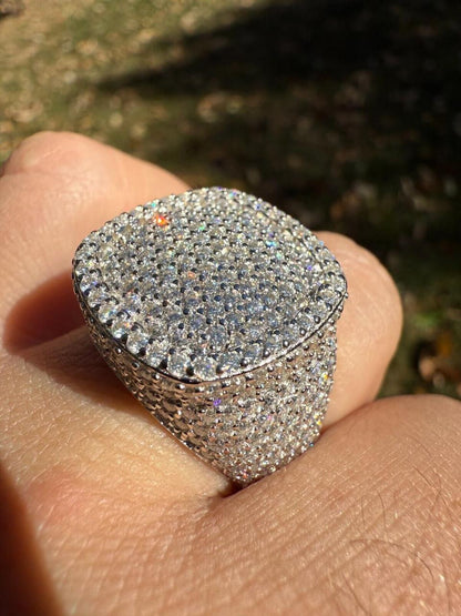 HarlemBling MOISSANITE Ice Giant Square Dome Iced Out Ring - 925 Silver