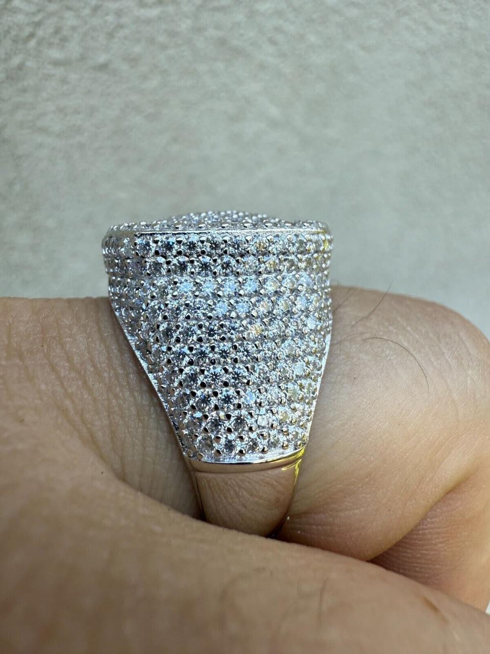 HarlemBling MOISSANITE Ice Giant Square Dome Iced Out Ring - 925 Silver