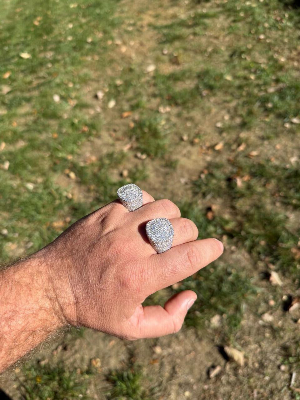 HarlemBling MOISSANITE Ice Giant Square Dome Iced Out Ring - 925 Silver