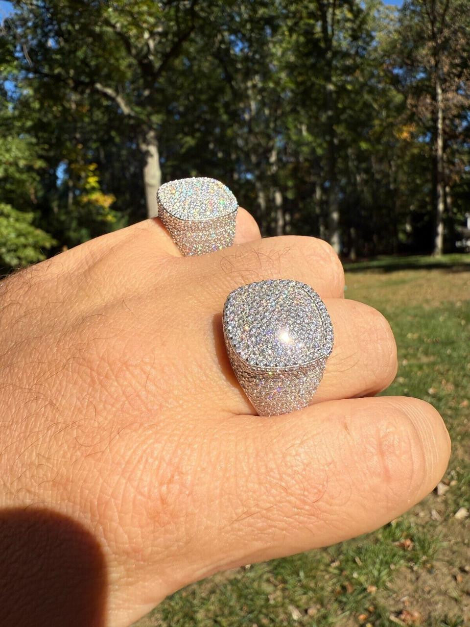 HarlemBling MOISSANITE Ice Giant Square Dome Iced Out Ring - 925 Silver