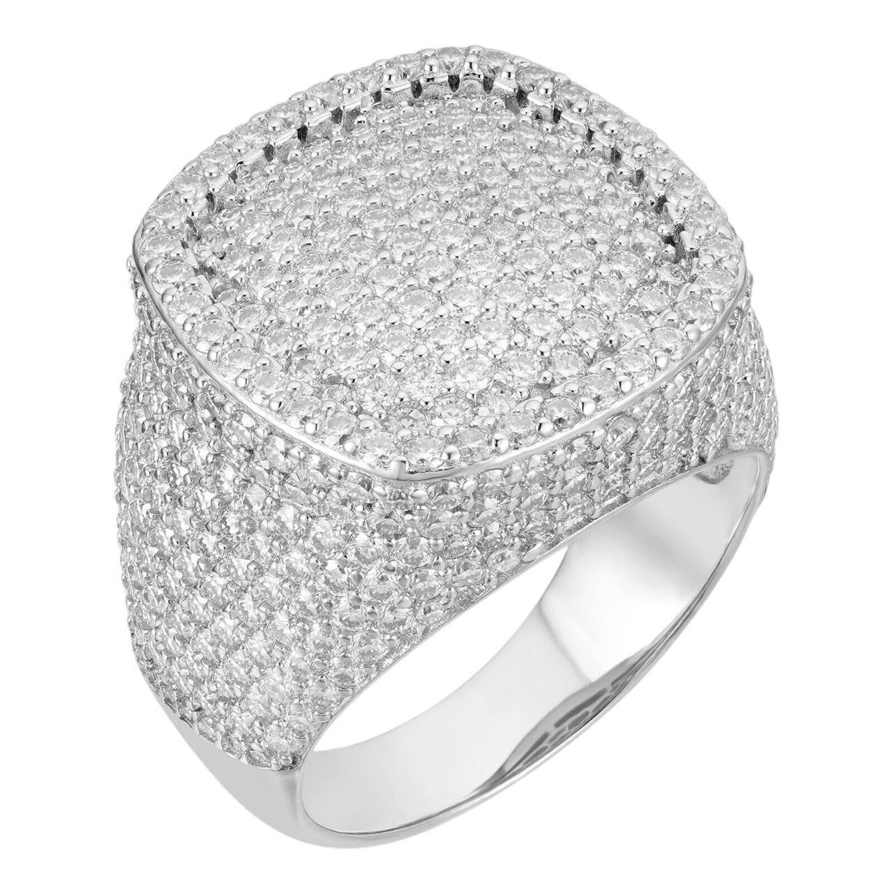 HarlemBling MOISSANITE Ice Giant Square Dome Iced Out Ring - 925 Silver