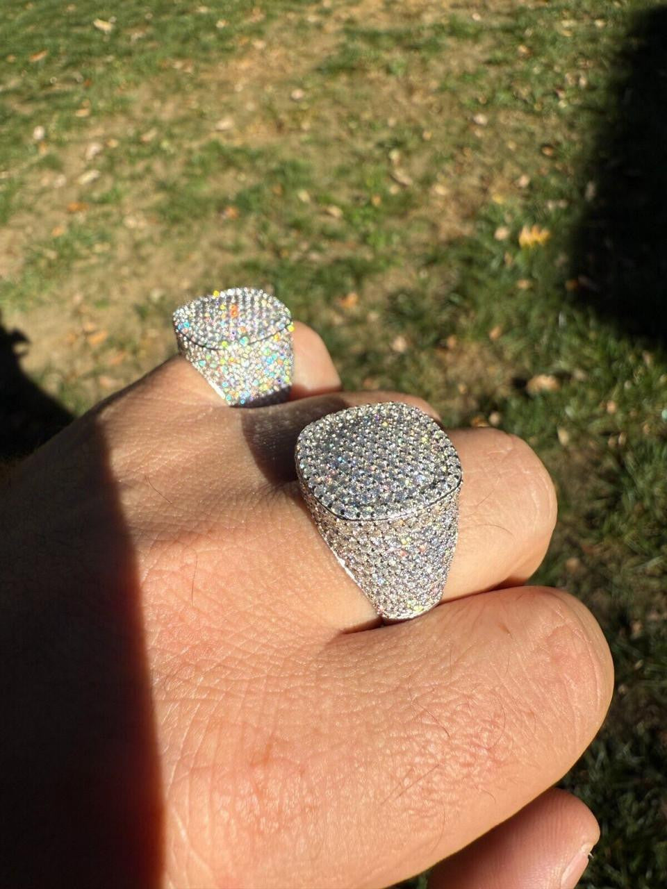 HarlemBling MOISSANITE Ice Giant Square Dome Iced Out Ring - 925 Silver