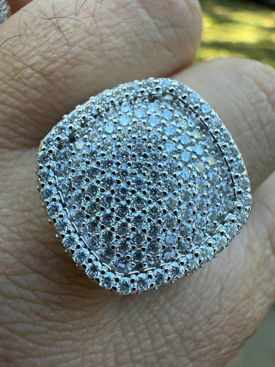 HarlemBling MOISSANITE Ice Giant Square Dome Iced Out Ring - 925 Silver