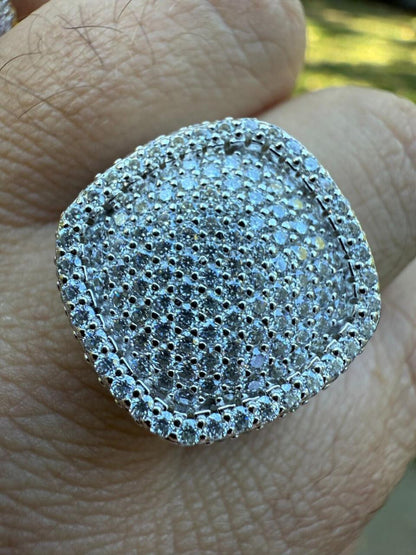 HarlemBling MOISSANITE Ice Giant Square Dome Iced Out Ring - 925 Silver