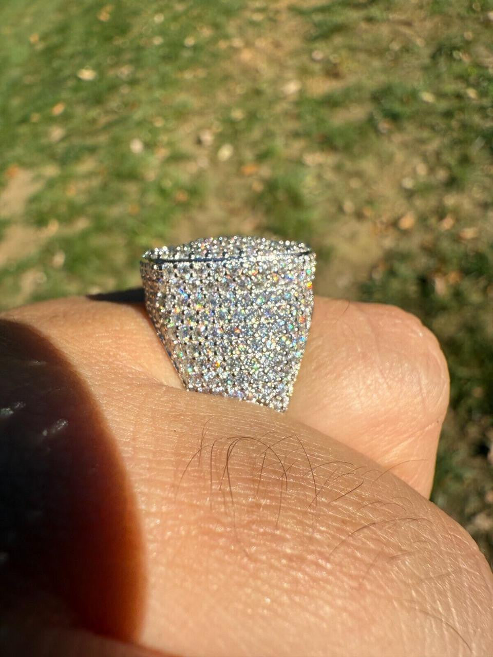 HarlemBling MOISSANITE Ice Giant Square Dome Iced Out Ring - 925 Silver