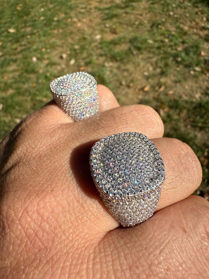 HarlemBling MOISSANITE Ice Giant Square Dome Iced Out Ring - 925 Silver