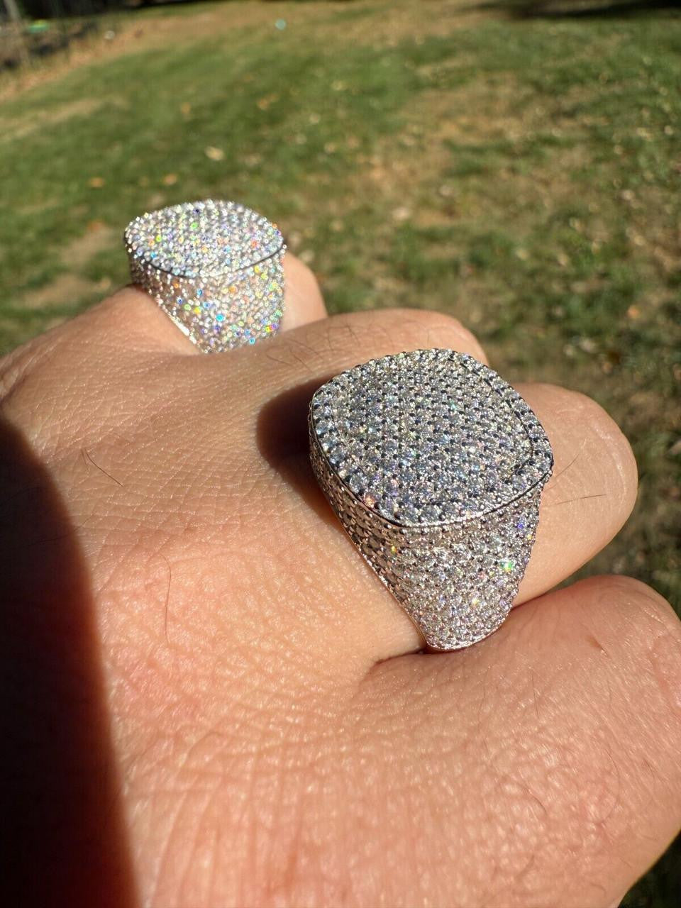 HarlemBling MOISSANITE Ice Giant Square Dome Iced Out Ring - 925 Silver