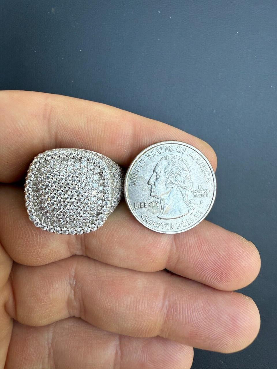 HarlemBling MOISSANITE Ice Giant Square Dome Iced Out Ring - 925 Silver