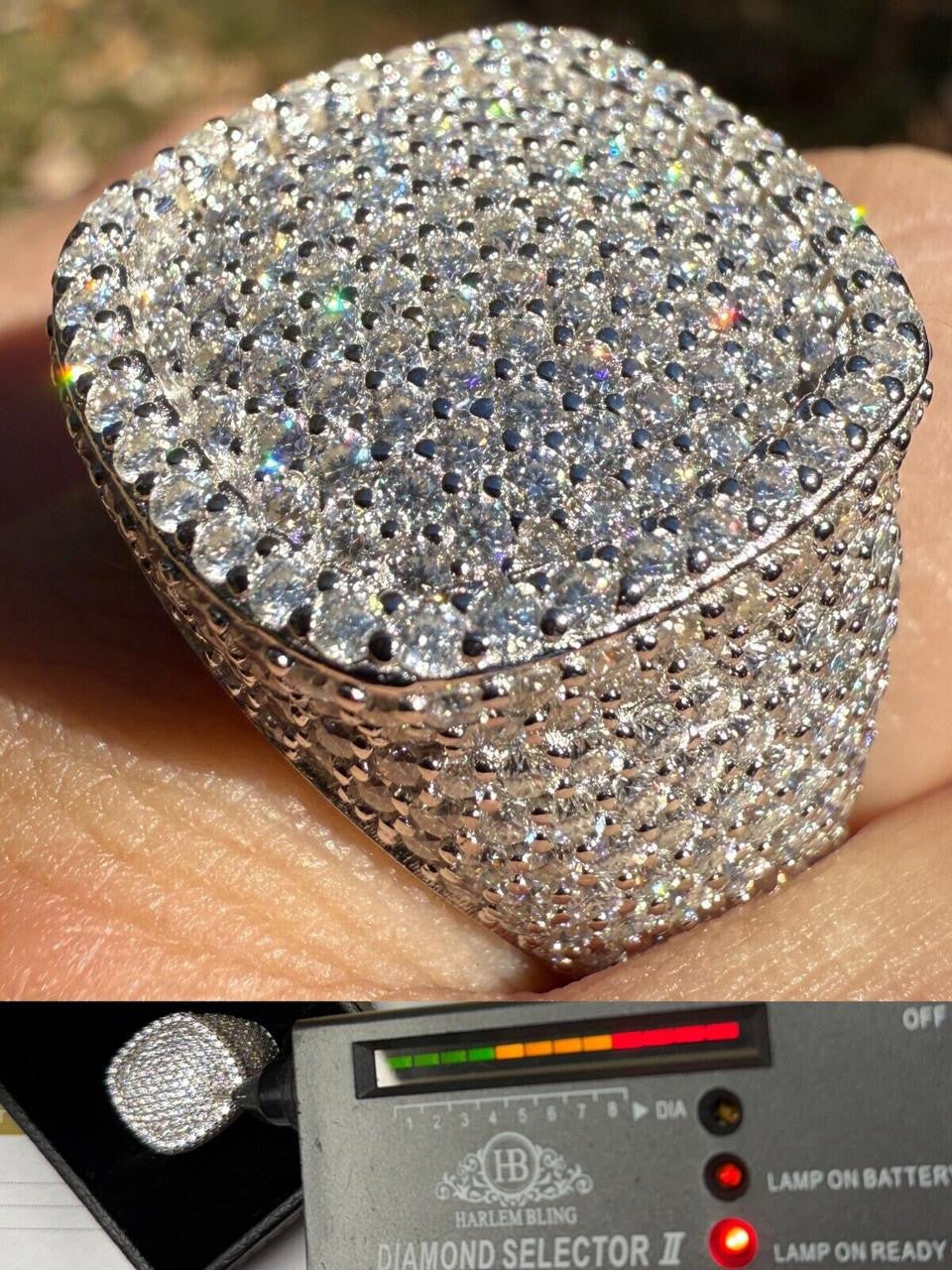 HarlemBling MOISSANITE Ice Giant Square Dome Iced Out Ring - 925 Silver