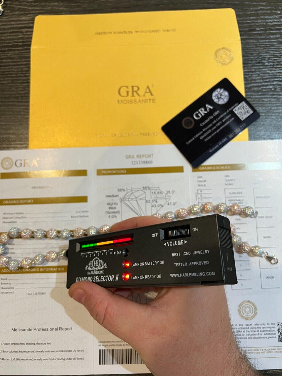 HarlemBling Moissanite Iced 925 Silver & Rose Gold Ball Disco Chain Necklace Diamond Test 