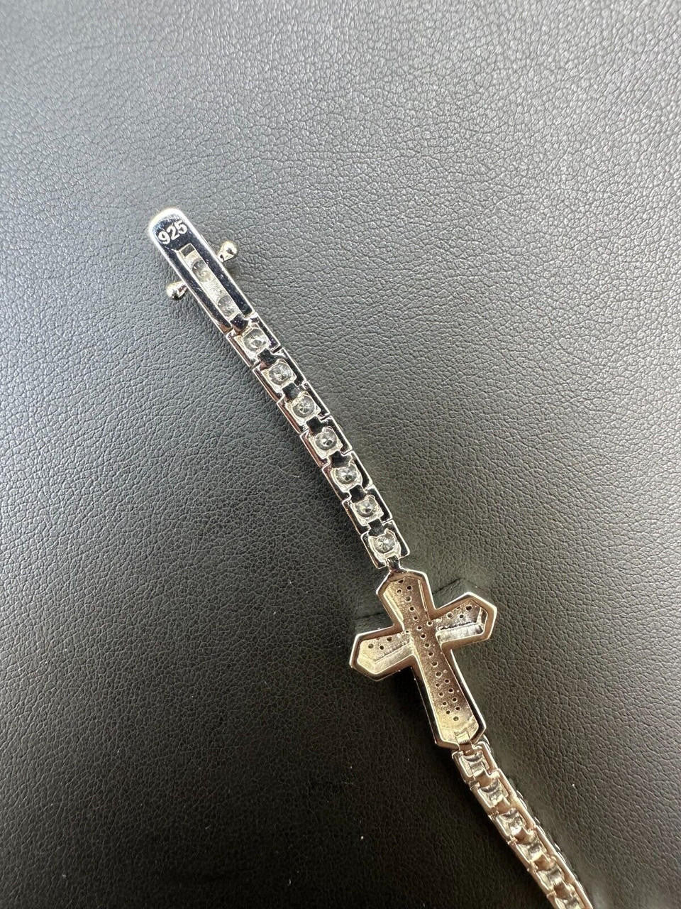 HarlemBling Moissanite Iced Cross Shape Tennis Bracelet Mens Ladies Hip Hop Real 925 Silver