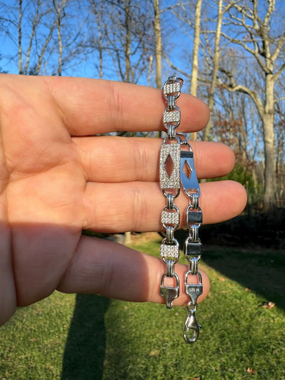 MARIO VALENTINO ブレスレット SILVER925 MOISSANITE Iced Custom Valentino Mariner Real 925 Silver Hip Hop