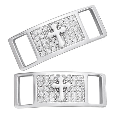 HarlemBling MOISSANITE Iced Out Cross Lace Locks - 925 Silver - Great For All Sneakers: Nike Air Force 1, Jordans, & More