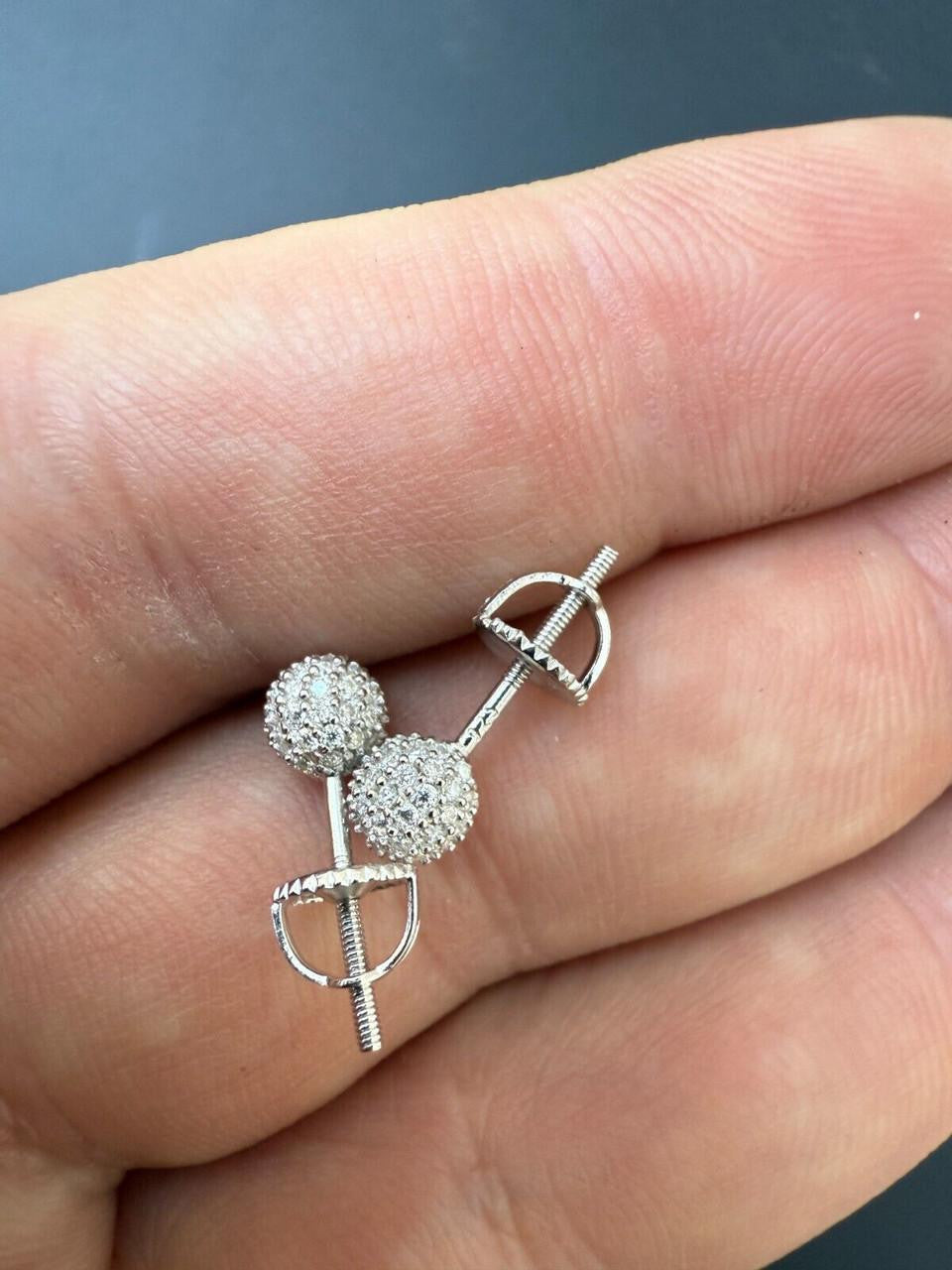 HarlemBling MOISSANITE Iced Out Disco Ball Stud Earrings - 925 Silver - 3-8mm