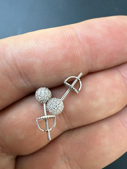 HarlemBling MOISSANITE Iced Out Disco Ball Stud Earrings - 925 Silver - 3-8mm