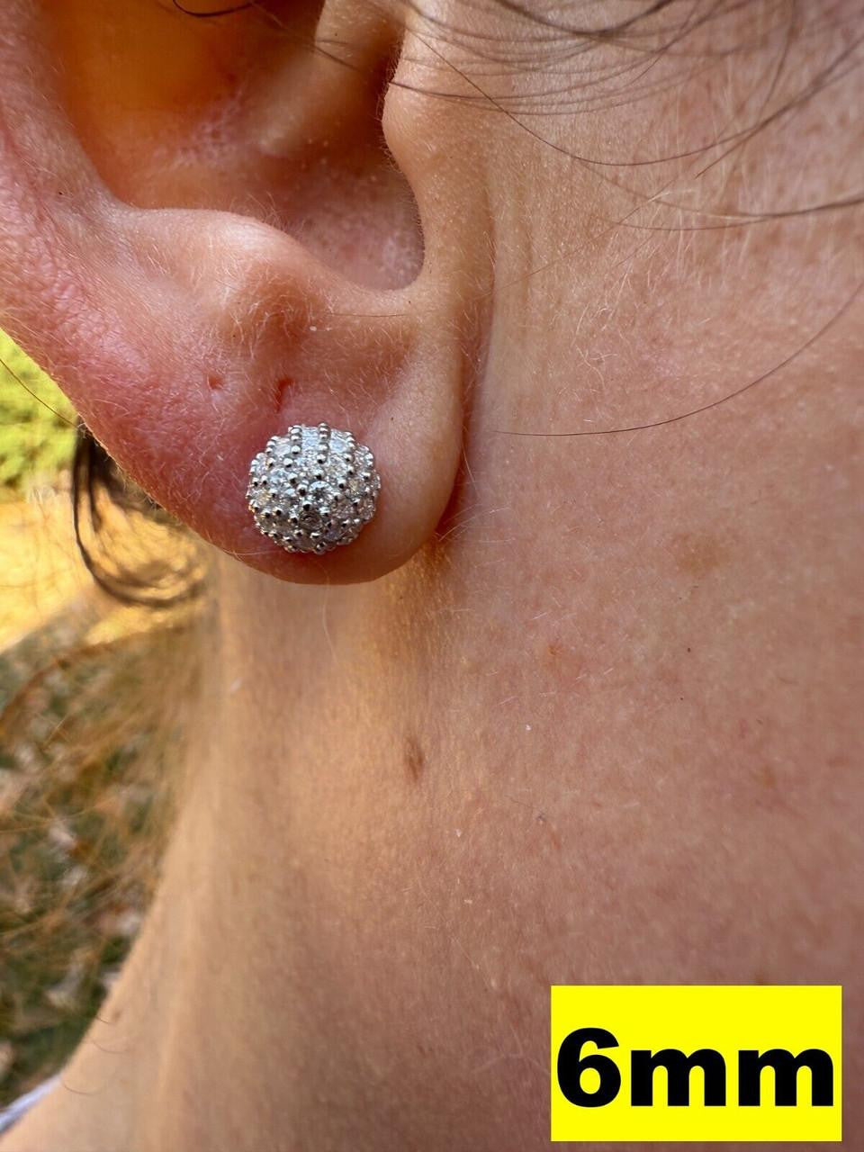 HarlemBling MOISSANITE Iced Out Disco Ball Stud Earrings - 925 Silver - 3-8mm