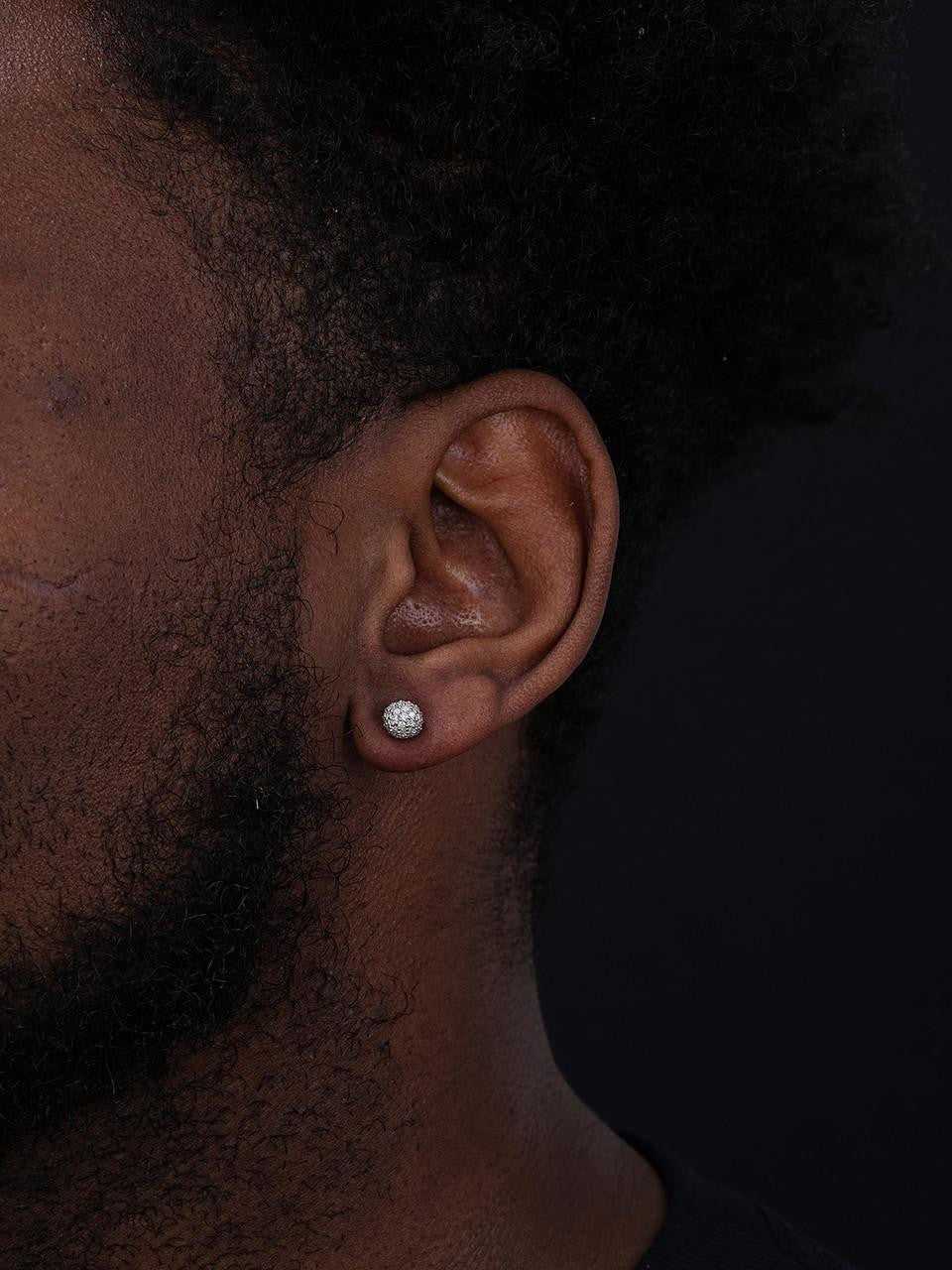 HarlemBling MOISSANITE Iced Out Disco Ball Stud Earrings - 925 Silver - 3-8mm