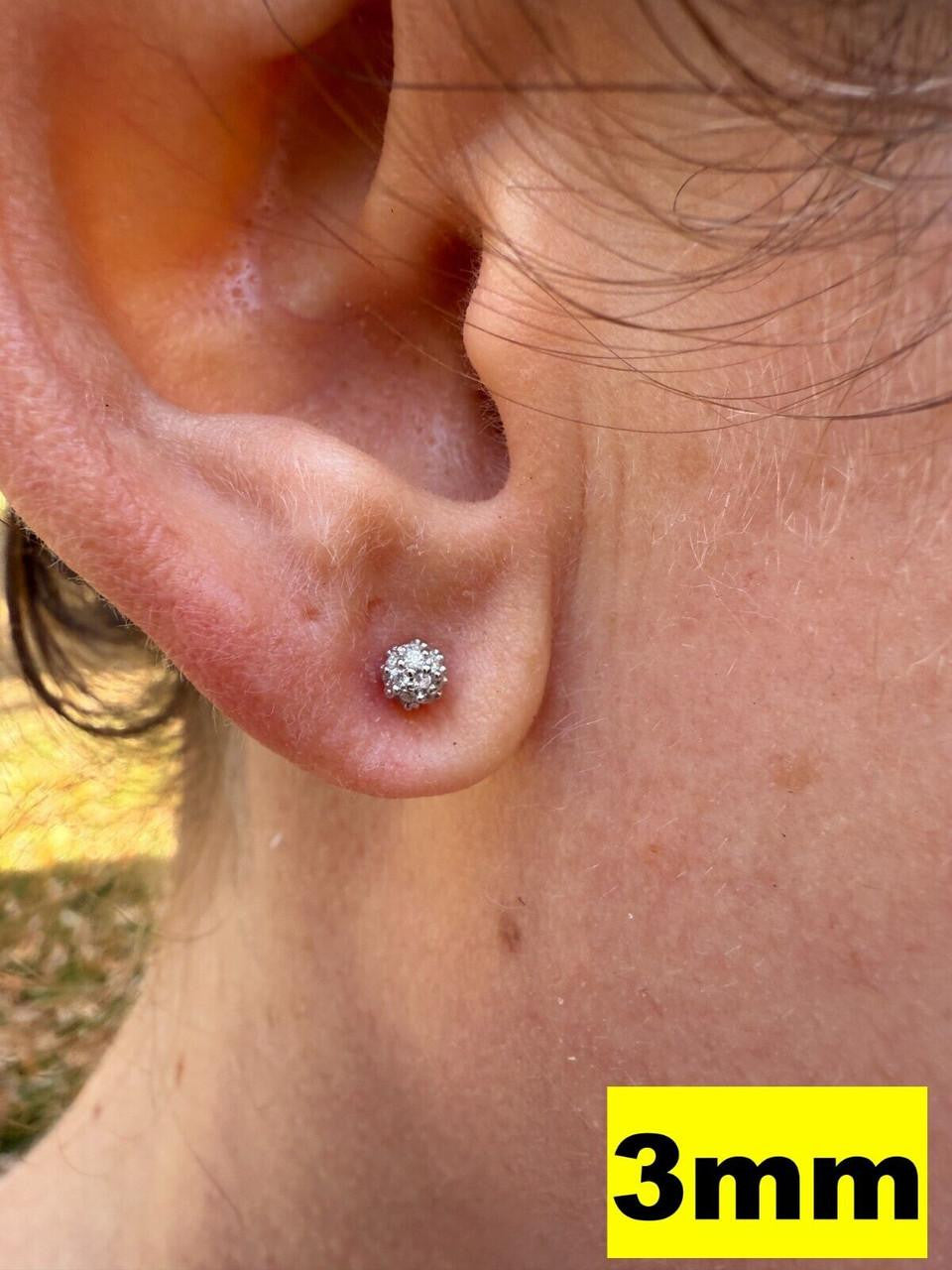 HarlemBling MOISSANITE Iced Out Disco Ball Stud Earrings - 925 Silver - 3-8mm