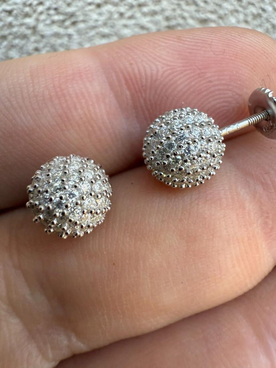 HarlemBling MOISSANITE Iced Out Disco Ball Stud Earrings - 925 Silver - 3-8mm