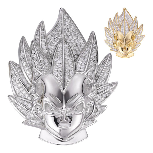 HarlemBling MOISSANITE Iced Out Goku Super Saiyan Dragon Ball Pendant - 14k Gold Vermeil Or 925 Silver - Medium 1.75"