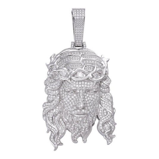 HarlemBling MOISSANITE  Iced Out Hip Hop Jesus Pendant - 925 Silver - 2 Sizes 2.25"-3"