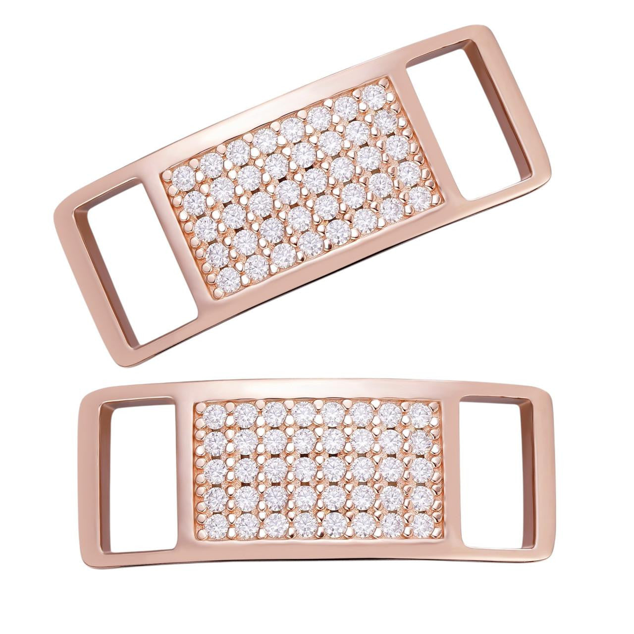 HarlemBling MOISSANITE Iced Out Lace Locks - 14k Rose Gold Vermeil Over 925 Silver - Great For All Sneakers: Nike Air Force 1, Jordans, & More