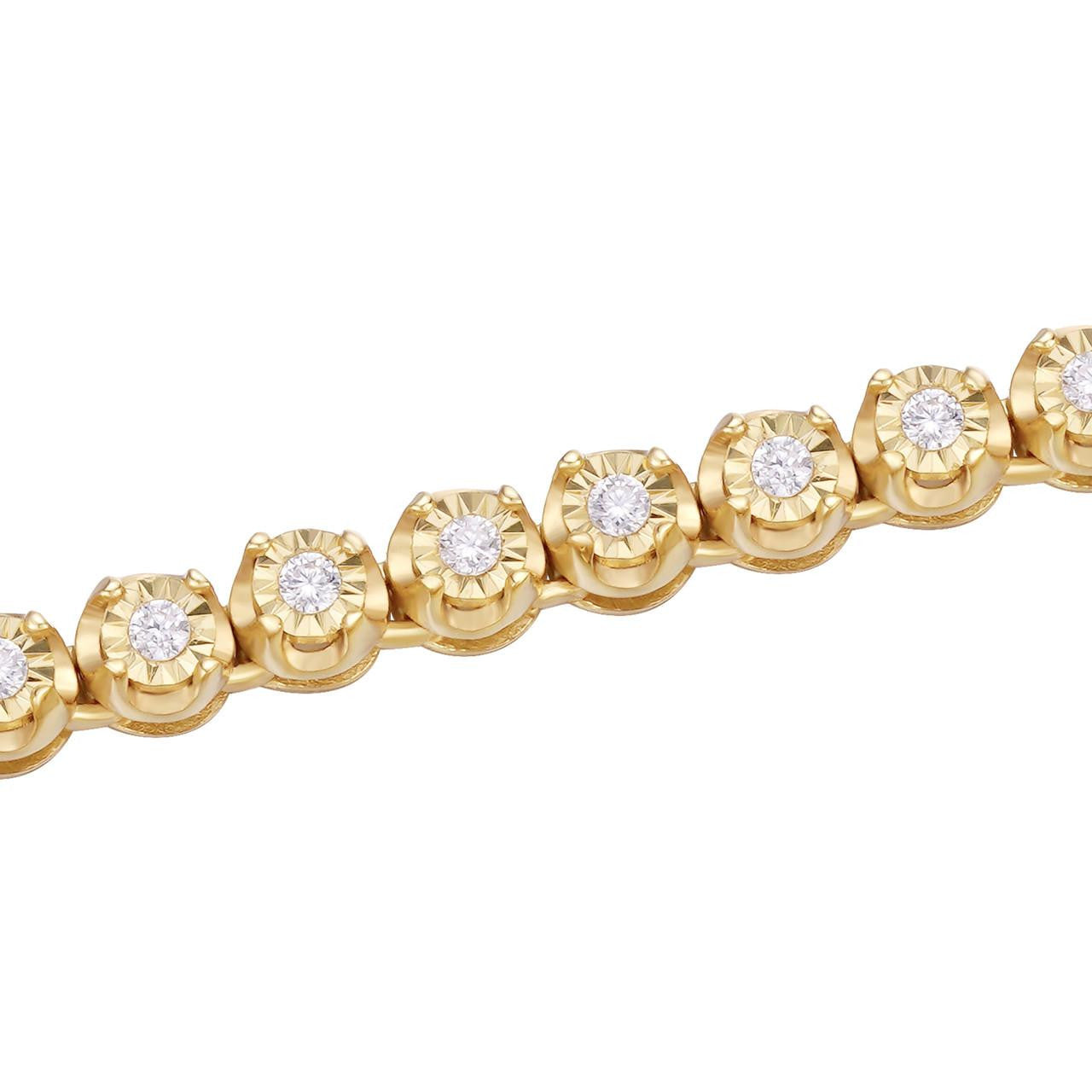 HarlemBling MOISSANITE Illusion Tennis Chain Necklace Iced Out - 14k Gold Vermeil 925 Silver - 3mm - 6"-8.5"