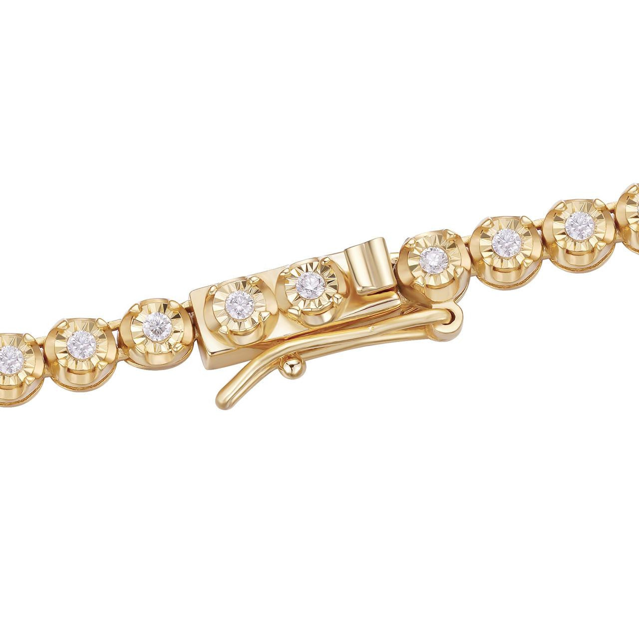 HarlemBling MOISSANITE Illusion Tennis Chain Necklace Iced Out - 14k Gold Vermeil 925 Silver - 3mm - 6"-8.5"