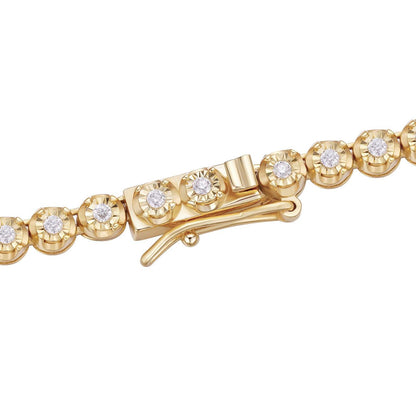HarlemBling MOISSANITE Illusion Tennis Chain Necklace Iced Out - 14k Gold Vermeil 925 Silver - 3mm - 6"-8.5"