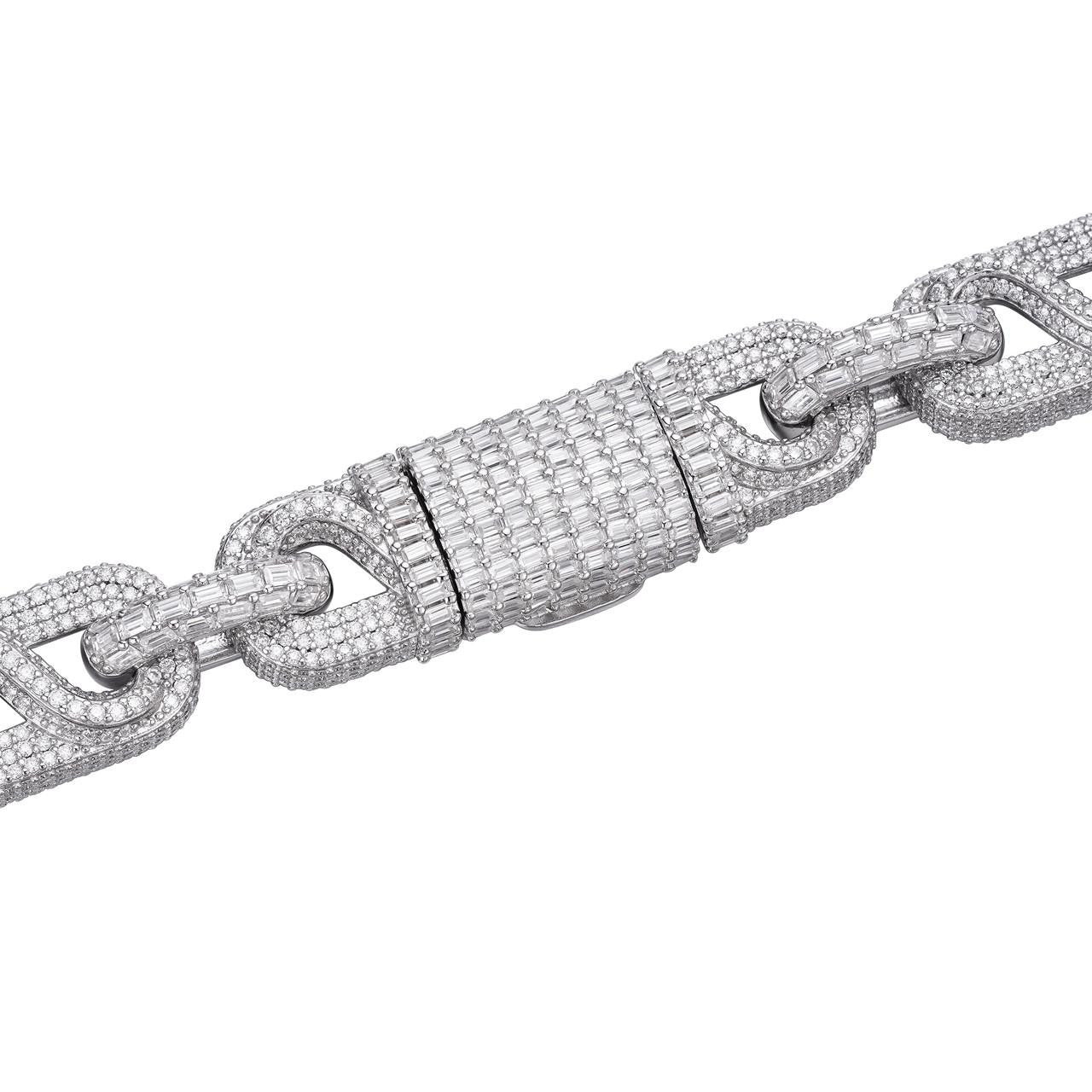 HarlemBling MOISSANITE Infinity Gucci Link Bracelet Iced Out - 925 Silver - 14mm - 7.5"-8.5"