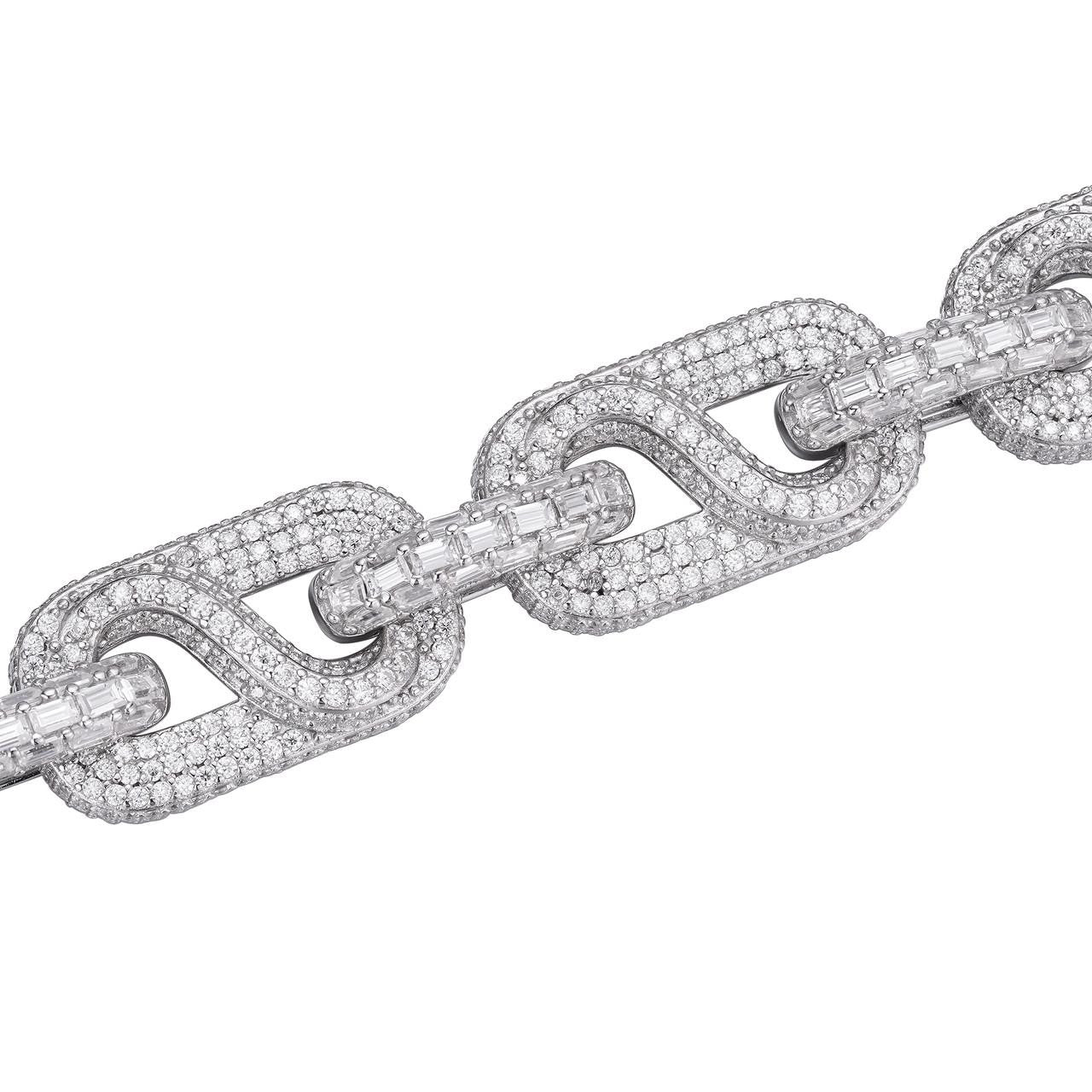 HarlemBling MOISSANITE Infinity Gucci Link Chain Necklace Iced Out - 925 Silver - 14mm - 18"-28"
