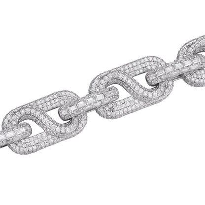 HarlemBling MOISSANITE Infinity Gucci Link Chain Necklace Iced Out - 925 Silver - 14mm - 18"-28"