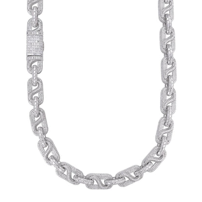 HarlemBling MOISSANITE Infinity Gucci Link Chain Necklace Iced Out - 925 Silver - 14mm - 18"-28"
