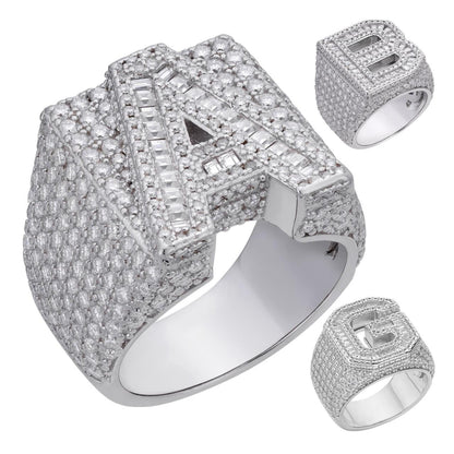 HarlemBling MOISSANITE Initial Letters A-Z Ring - 925 Silver