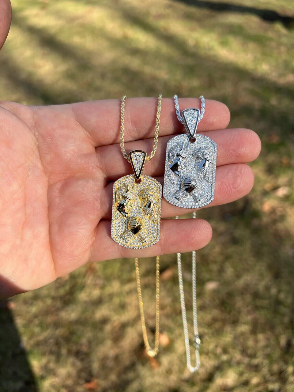 HarlemBling Moissanite Jesus Arm Wrestling Devil Satan Pendant 925 Silver/14k Gold Plated