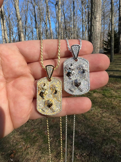 HarlemBling Moissanite Jesus Arm Wrestling Devil Satan Pendant 925 Silver/14k Gold Plated