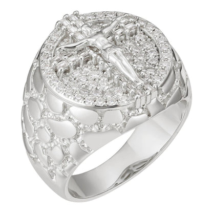 HarlemBling Moissanite Jesus On Cross Nugget Ring - 925 Silver