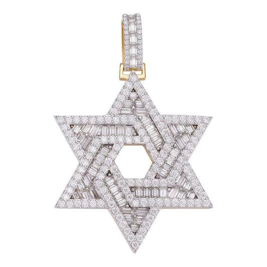 HarlemBling MOISSANITE Jewish Star Of David Pendant - 14k Gold Vermeil 925 Silver - 2 Sizes 1.33"-2.5"