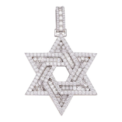 HarlemBling MOISSANITE Jewish Star Of David Pendant - 925 Silver - 2 Sizes 1.33"-2.5"