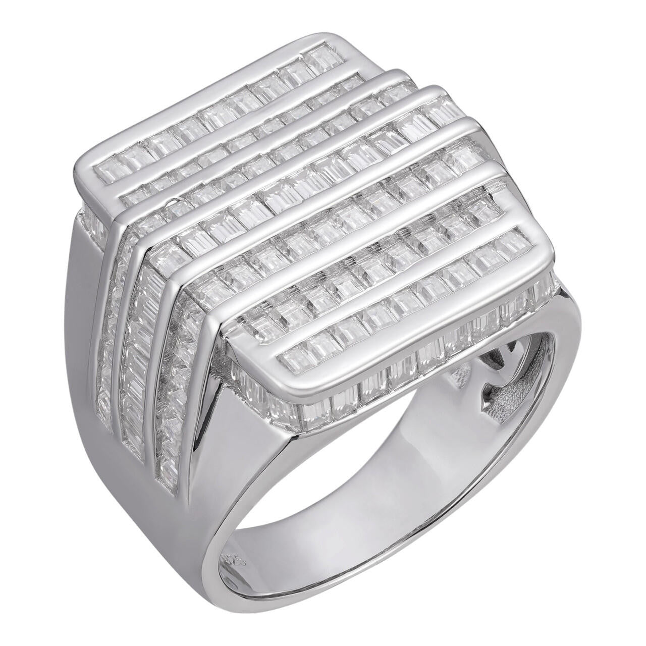 HarlemBling MOISSANITE Large Baguette Modern Ring - 925 Silver