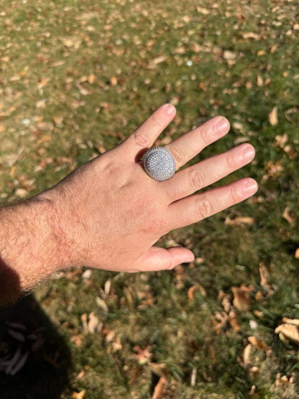 HarlemBling MOISSANITE Large Hip Hop Celebrity Iced Out Ring - 925 Silver